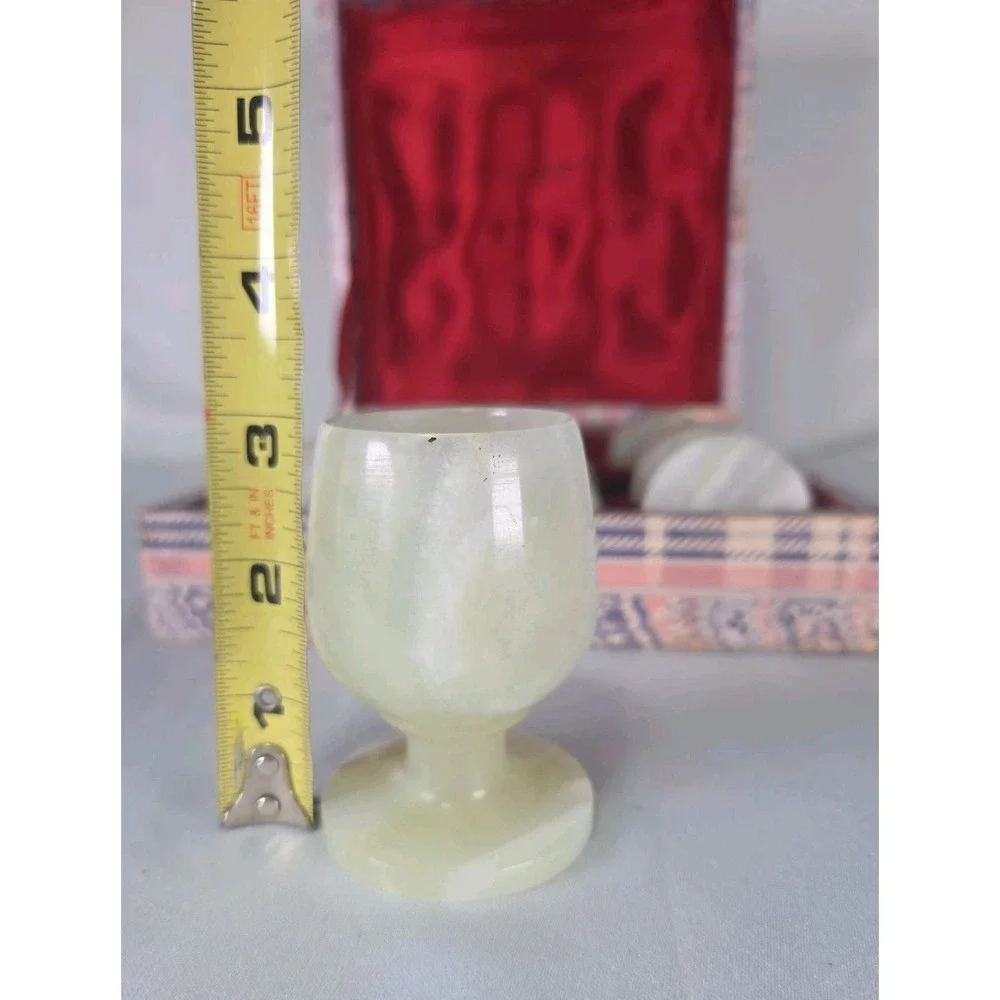 Onyx Hand Carved Egg Cups Set‎ Of 6 With Decorative Box